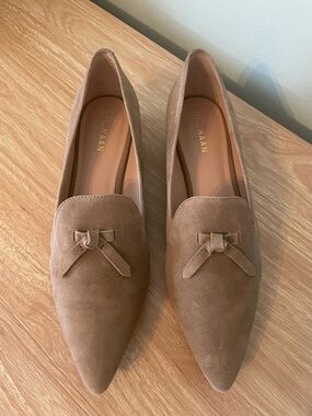 Cole Haan Viola Skimmer Women's Tan Suede Pointed-Toe Loafers